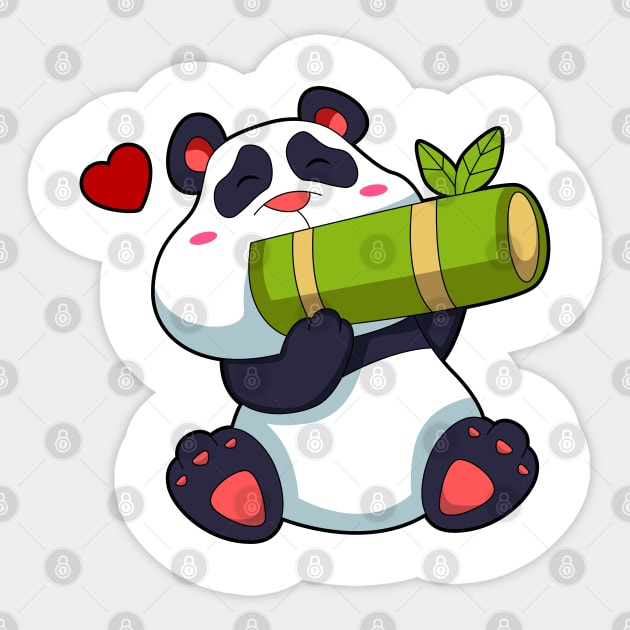 Panda with Bamboo & Heart Sticker by Markus Schnabel